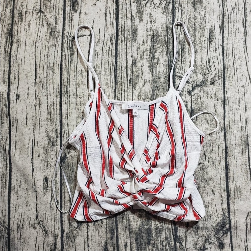 Love tree red, white, and blue crop top.